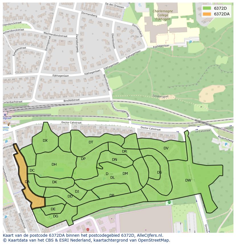 Afbeelding van het postcodegebied 6372 DA op de kaart.