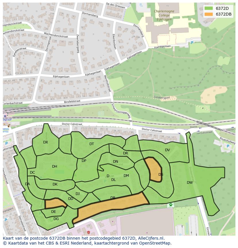Afbeelding van het postcodegebied 6372 DB op de kaart.