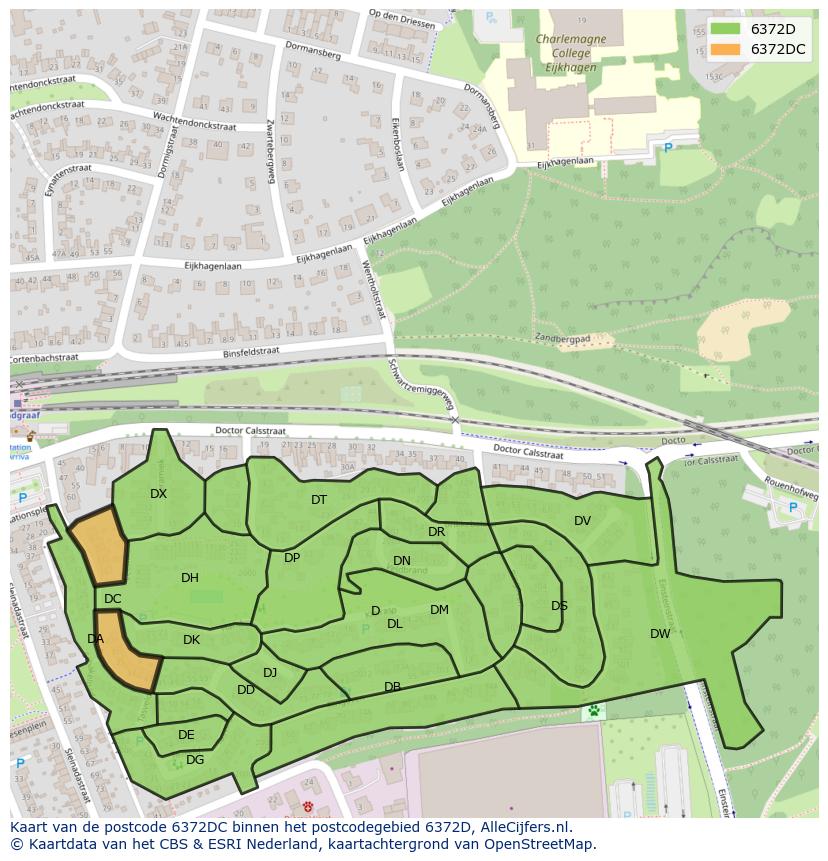 Afbeelding van het postcodegebied 6372 DC op de kaart.