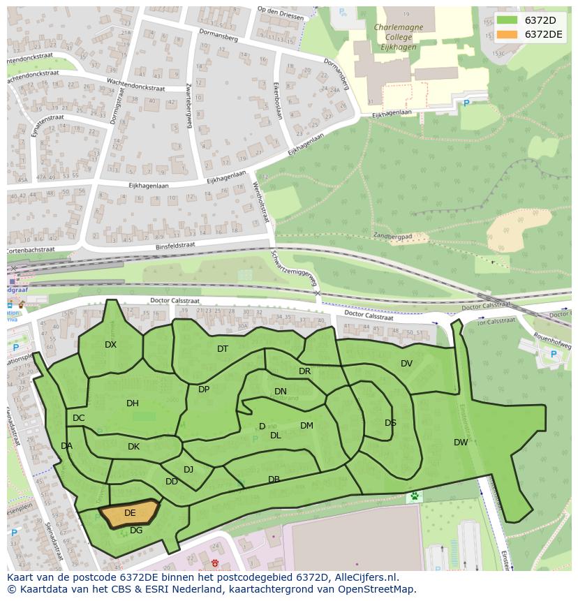 Afbeelding van het postcodegebied 6372 DE op de kaart.