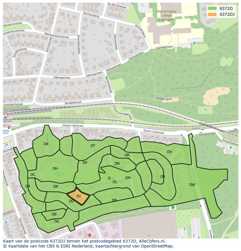 Afbeelding van het postcodegebied 6372 DJ op de kaart.