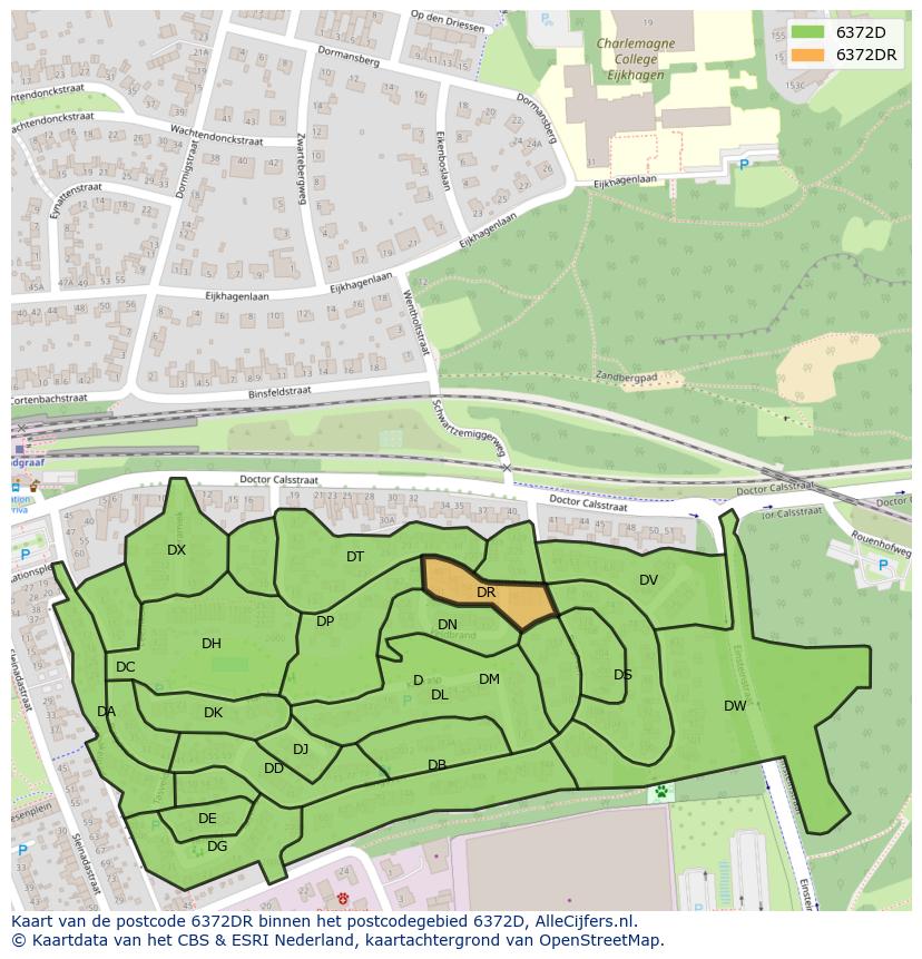 Afbeelding van het postcodegebied 6372 DR op de kaart.