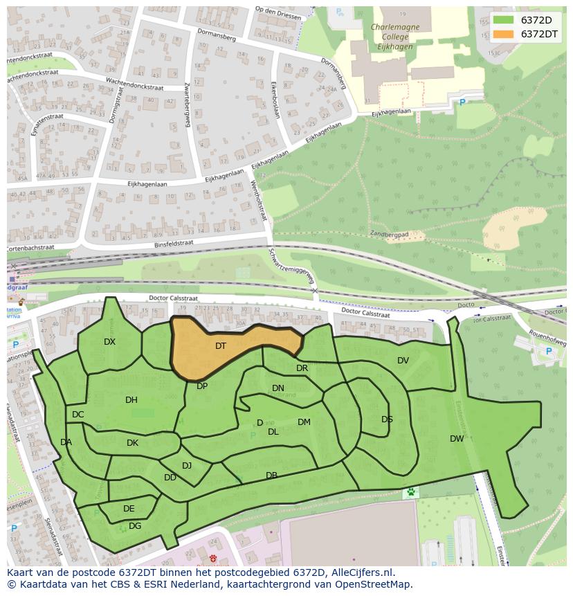 Afbeelding van het postcodegebied 6372 DT op de kaart.