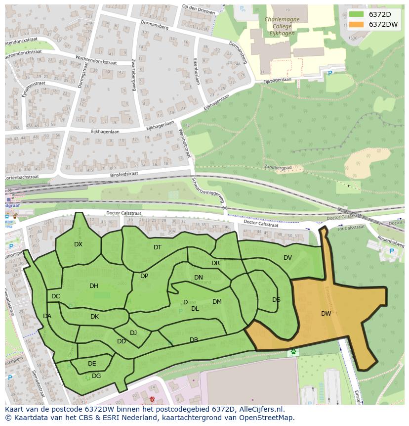 Afbeelding van het postcodegebied 6372 DW op de kaart.