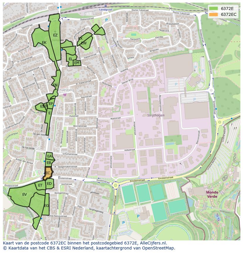 Afbeelding van het postcodegebied 6372 EC op de kaart.