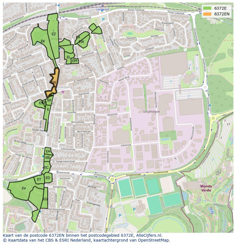 Afbeelding van het postcodegebied 6372 EN op de kaart.