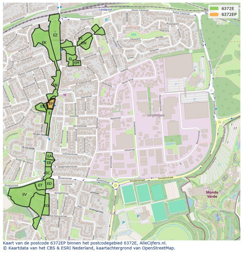 Afbeelding van het postcodegebied 6372 EP op de kaart.