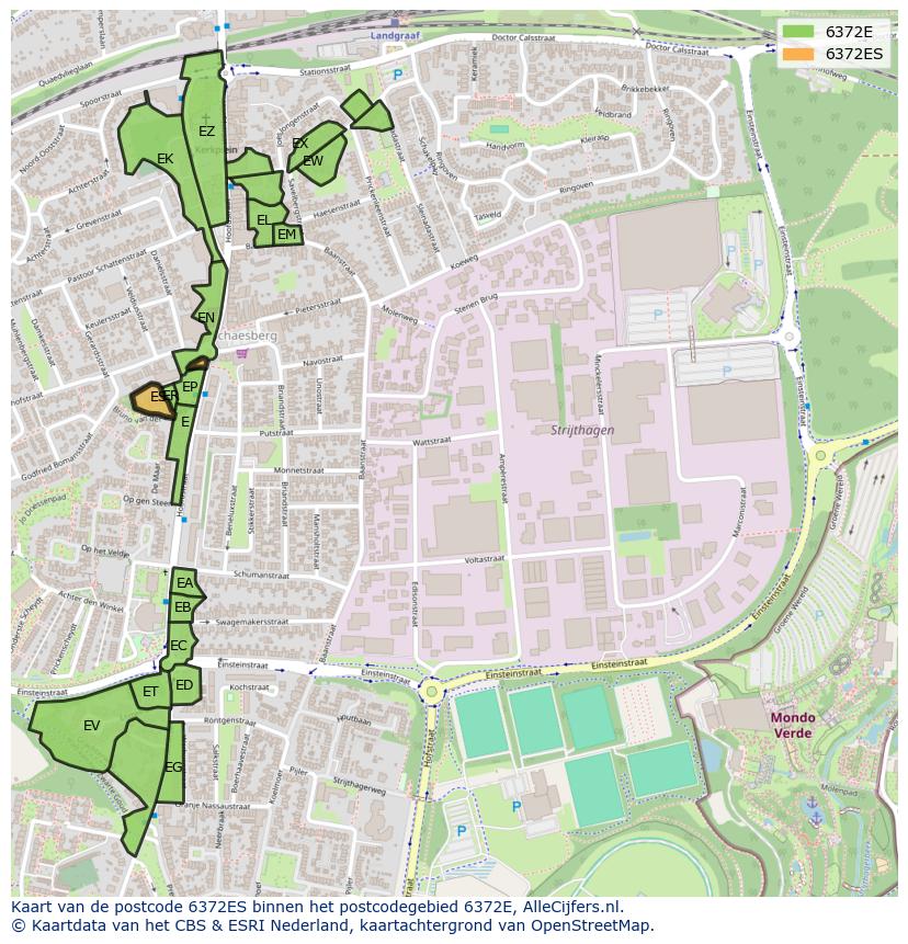 Afbeelding van het postcodegebied 6372 ES op de kaart.