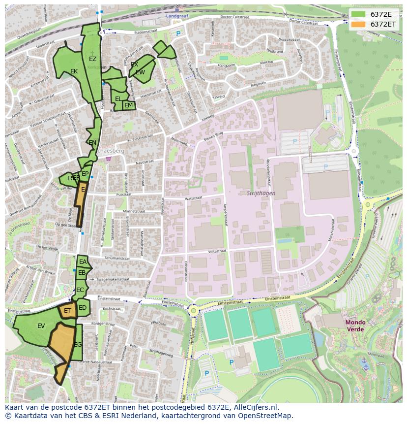 Afbeelding van het postcodegebied 6372 ET op de kaart.