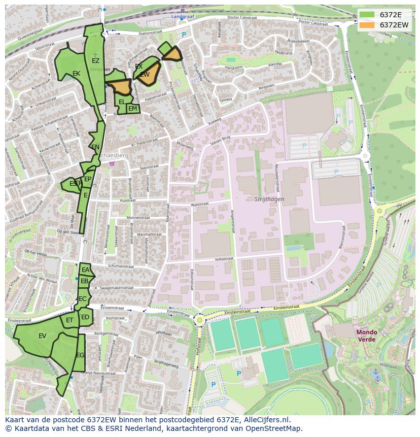 Afbeelding van het postcodegebied 6372 EW op de kaart.