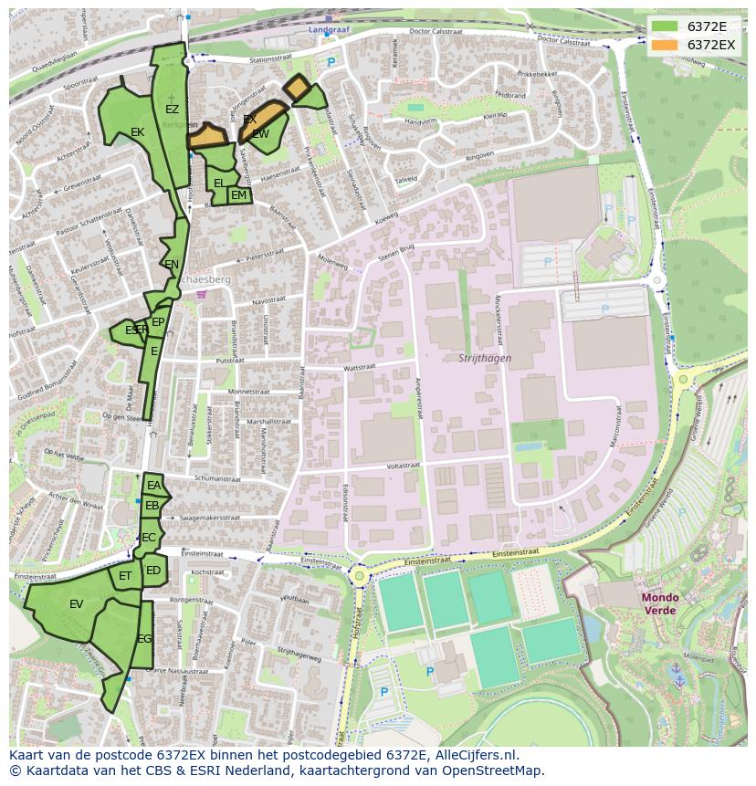 Afbeelding van het postcodegebied 6372 EX op de kaart.