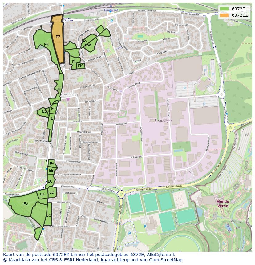Afbeelding van het postcodegebied 6372 EZ op de kaart.