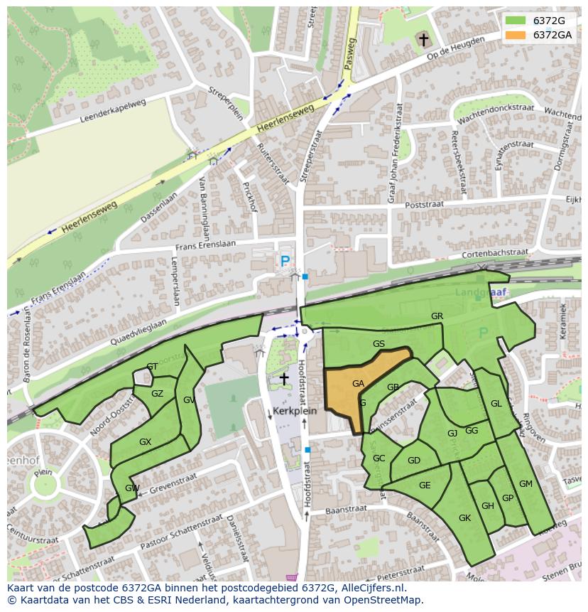 Afbeelding van het postcodegebied 6372 GA op de kaart.