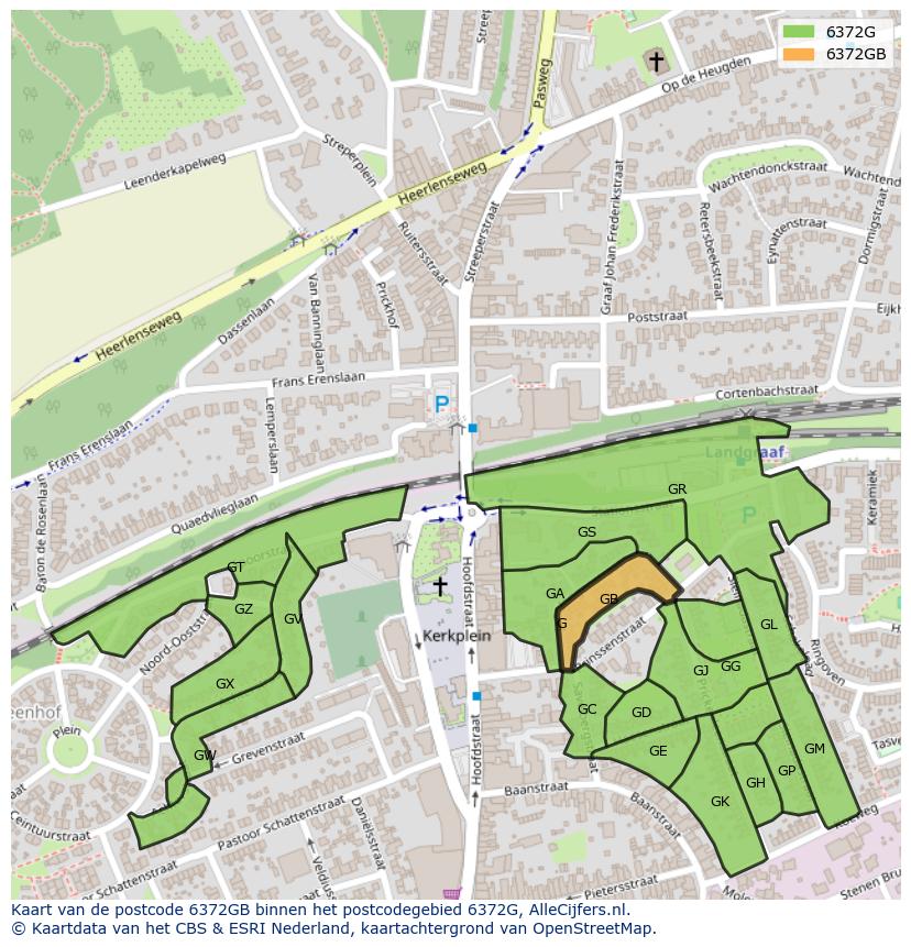 Afbeelding van het postcodegebied 6372 GB op de kaart.