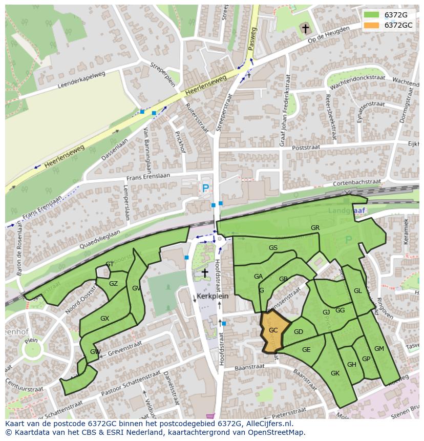 Afbeelding van het postcodegebied 6372 GC op de kaart.