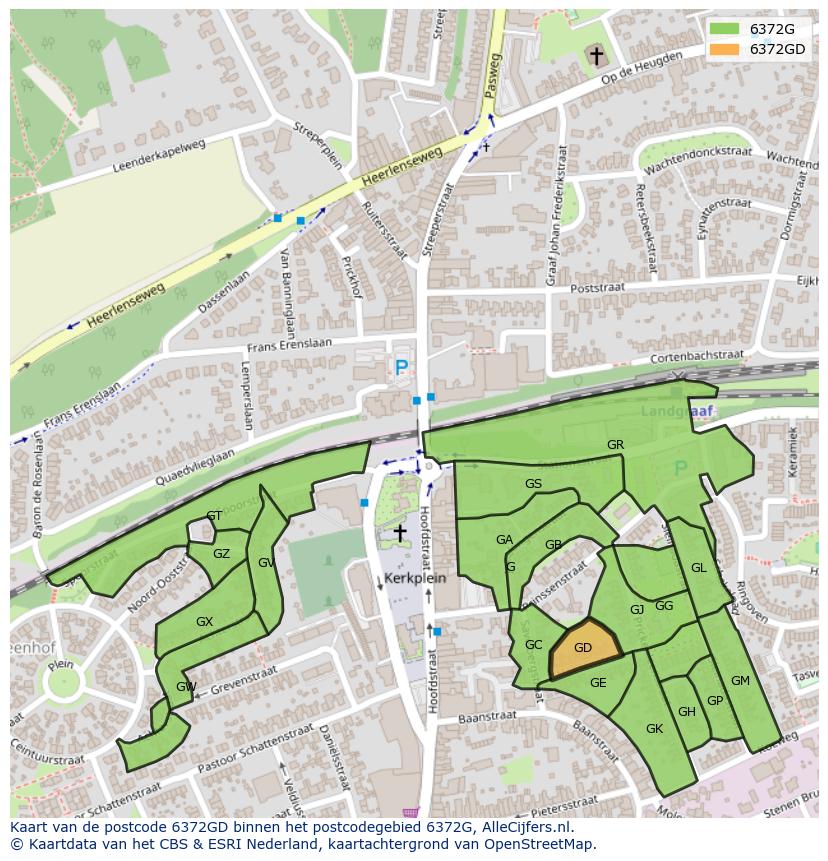 Afbeelding van het postcodegebied 6372 GD op de kaart.