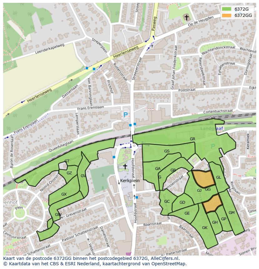 Afbeelding van het postcodegebied 6372 GG op de kaart.