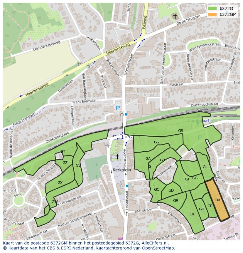 Afbeelding van het postcodegebied 6372 GM op de kaart.