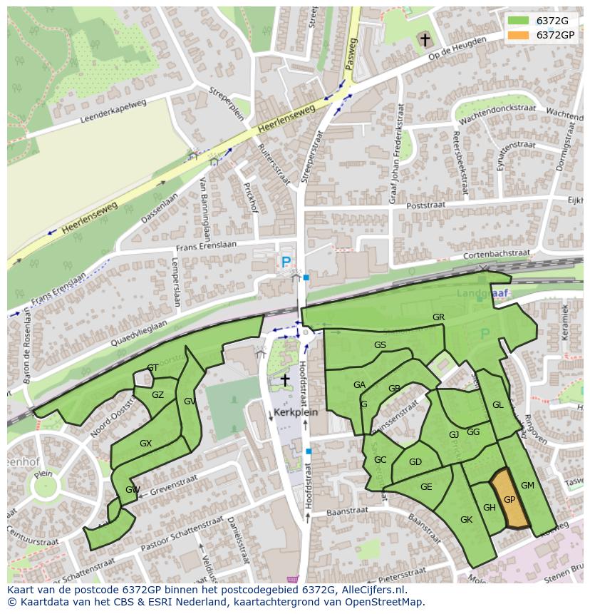 Afbeelding van het postcodegebied 6372 GP op de kaart.