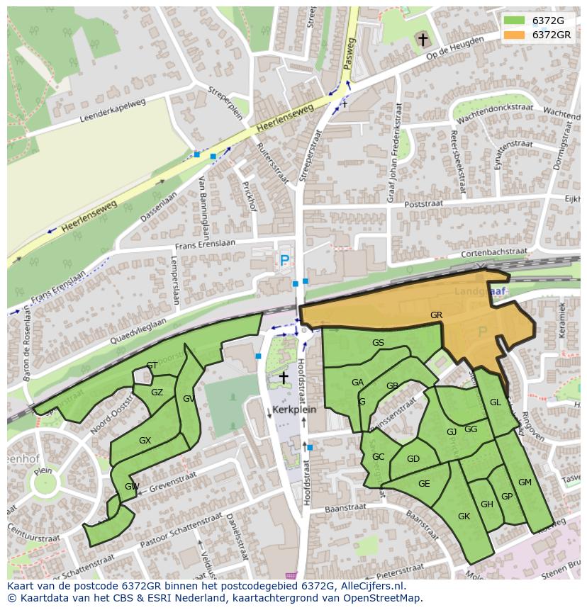 Afbeelding van het postcodegebied 6372 GR op de kaart.