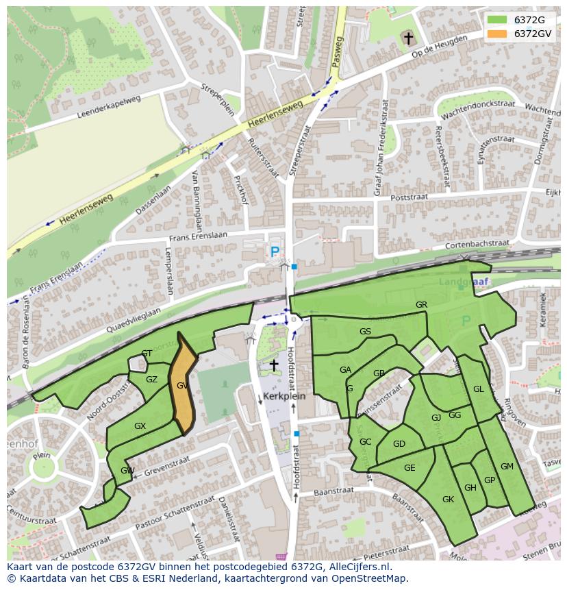 Afbeelding van het postcodegebied 6372 GV op de kaart.