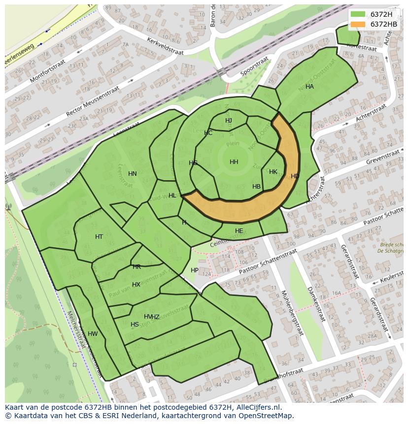 Afbeelding van het postcodegebied 6372 HB op de kaart.