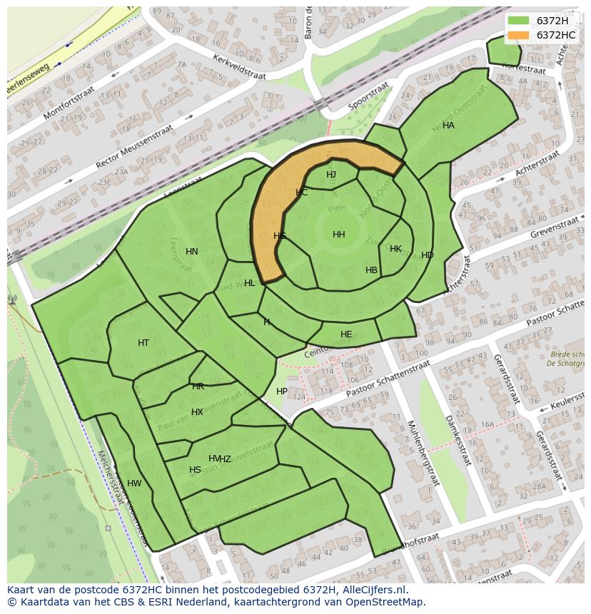 Afbeelding van het postcodegebied 6372 HC op de kaart.