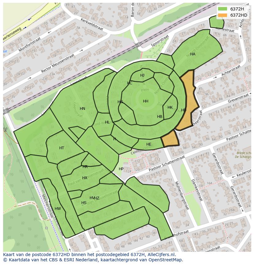 Afbeelding van het postcodegebied 6372 HD op de kaart.