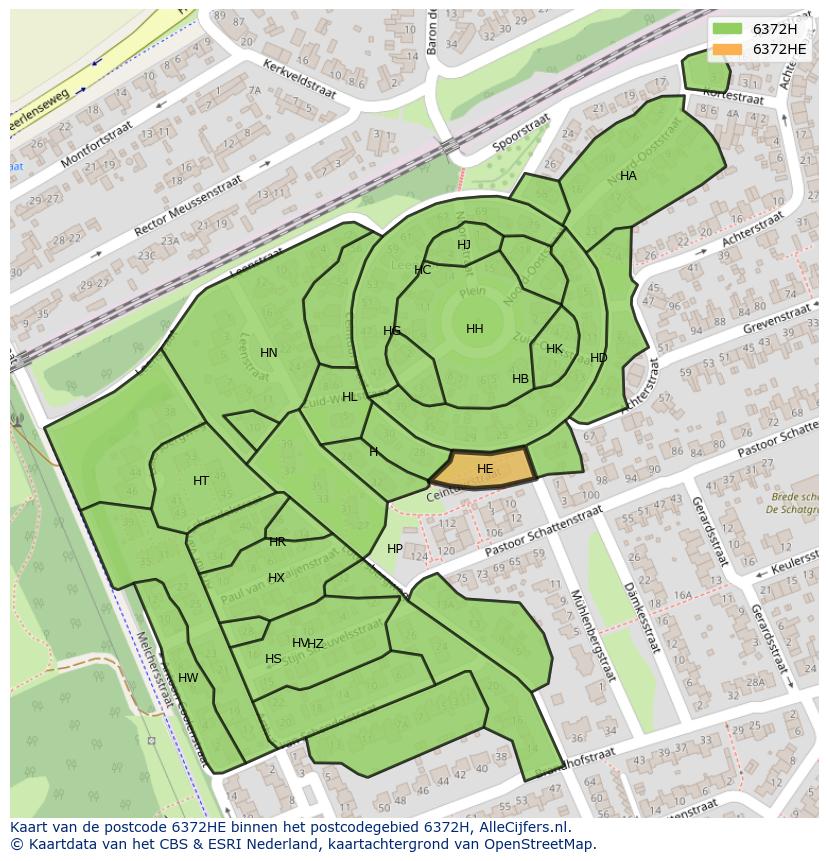 Afbeelding van het postcodegebied 6372 HE op de kaart.
