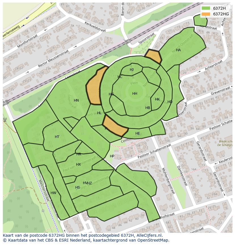 Afbeelding van het postcodegebied 6372 HG op de kaart.