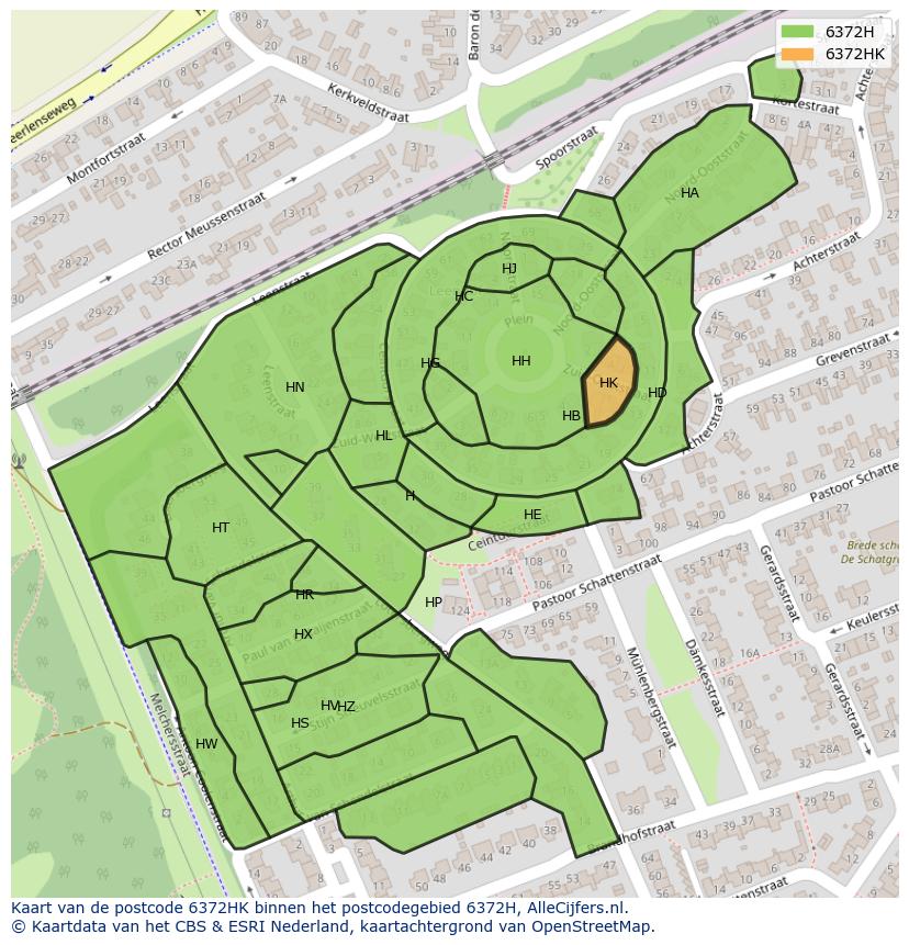 Afbeelding van het postcodegebied 6372 HK op de kaart.