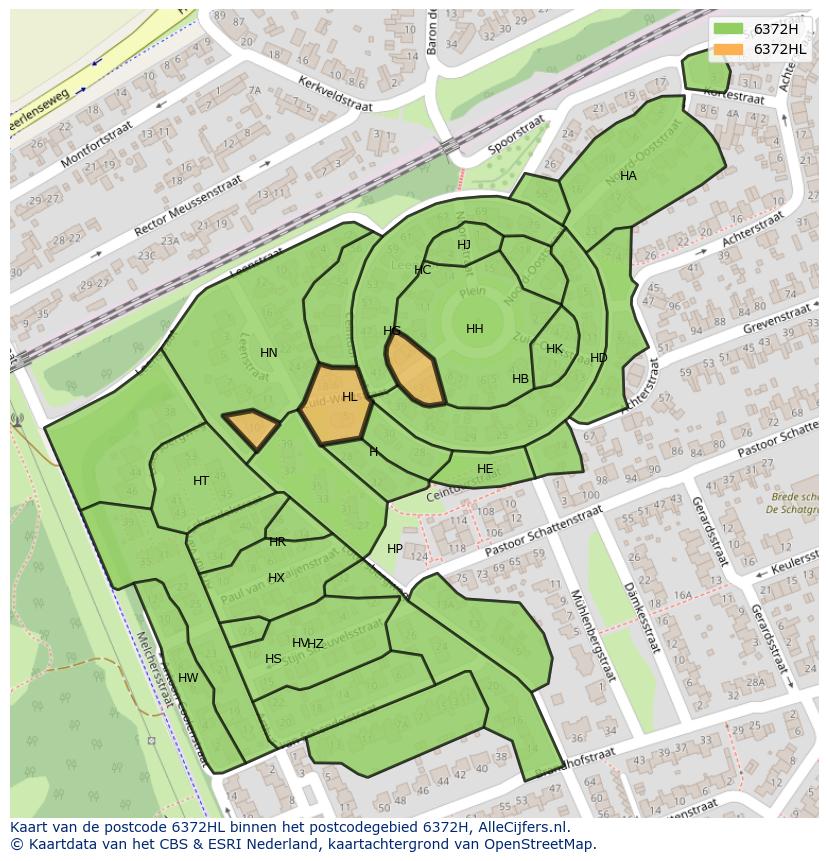 Afbeelding van het postcodegebied 6372 HL op de kaart.