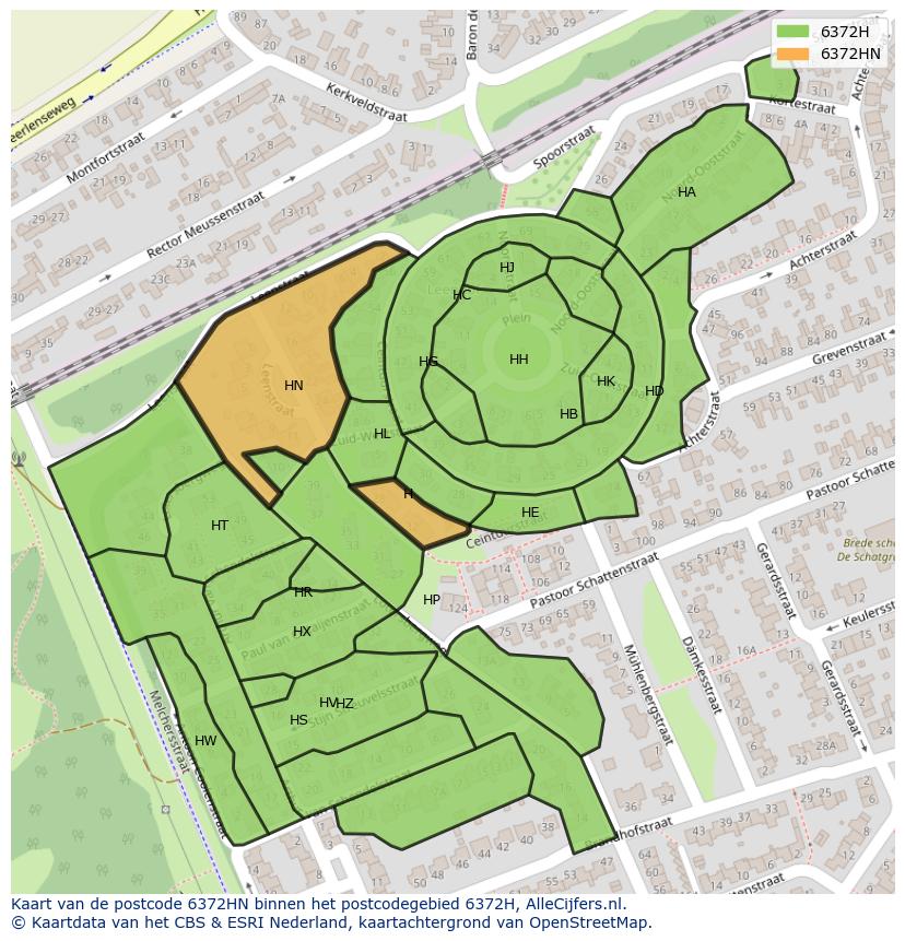 Afbeelding van het postcodegebied 6372 HN op de kaart.
