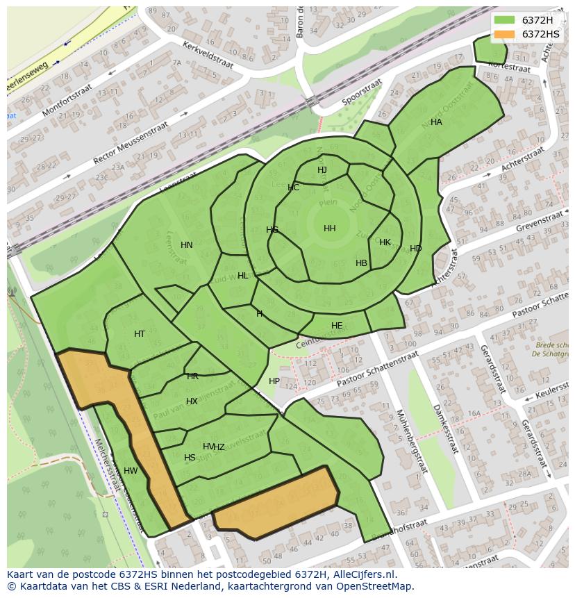 Afbeelding van het postcodegebied 6372 HS op de kaart.