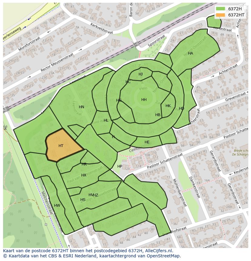 Afbeelding van het postcodegebied 6372 HT op de kaart.