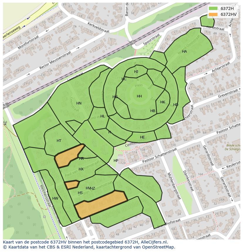 Afbeelding van het postcodegebied 6372 HV op de kaart.