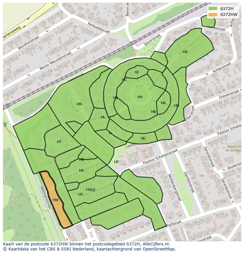 Afbeelding van het postcodegebied 6372 HW op de kaart.