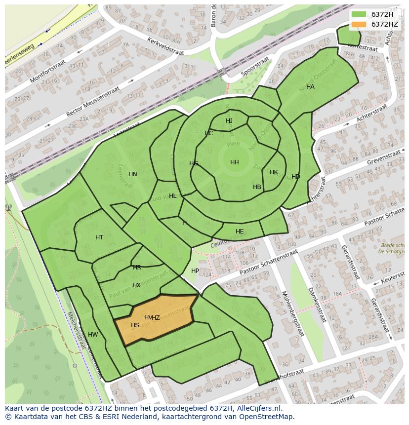 Afbeelding van het postcodegebied 6372 HZ op de kaart.