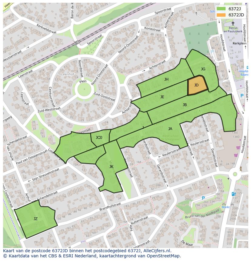 Afbeelding van het postcodegebied 6372 JD op de kaart.