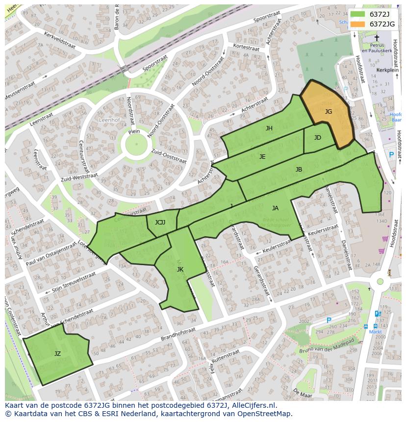 Afbeelding van het postcodegebied 6372 JG op de kaart.
