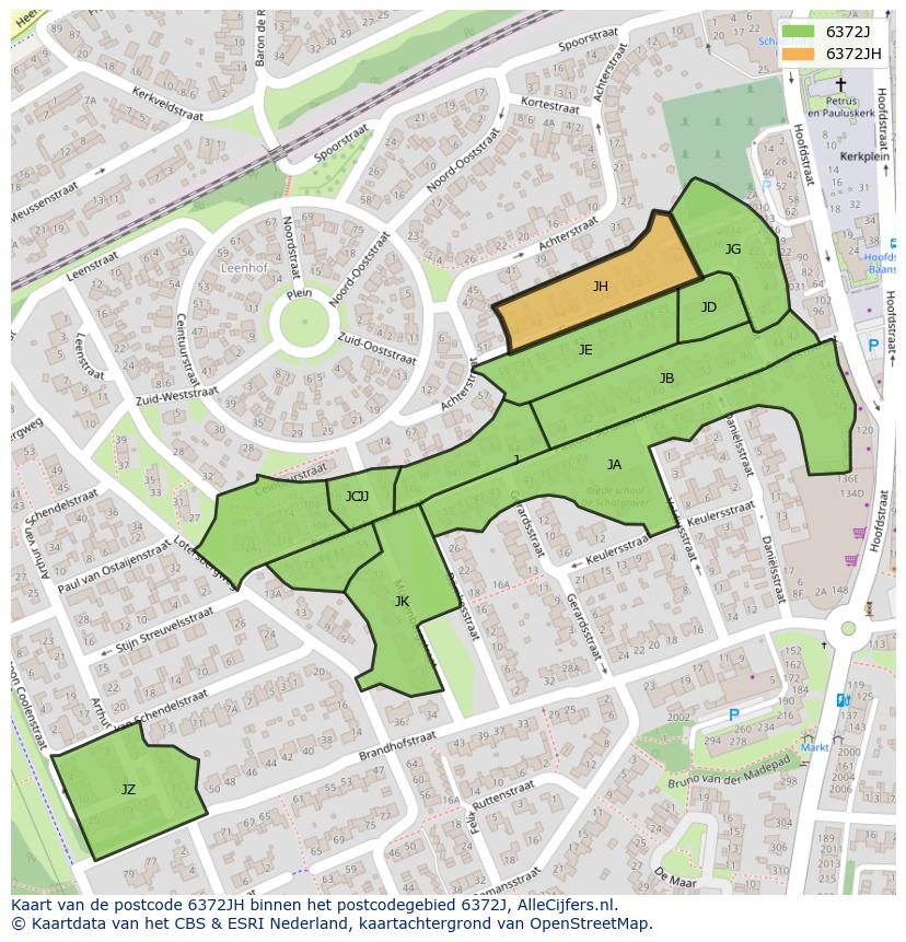 Afbeelding van het postcodegebied 6372 JH op de kaart.