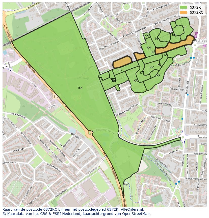 Afbeelding van het postcodegebied 6372 KC op de kaart.