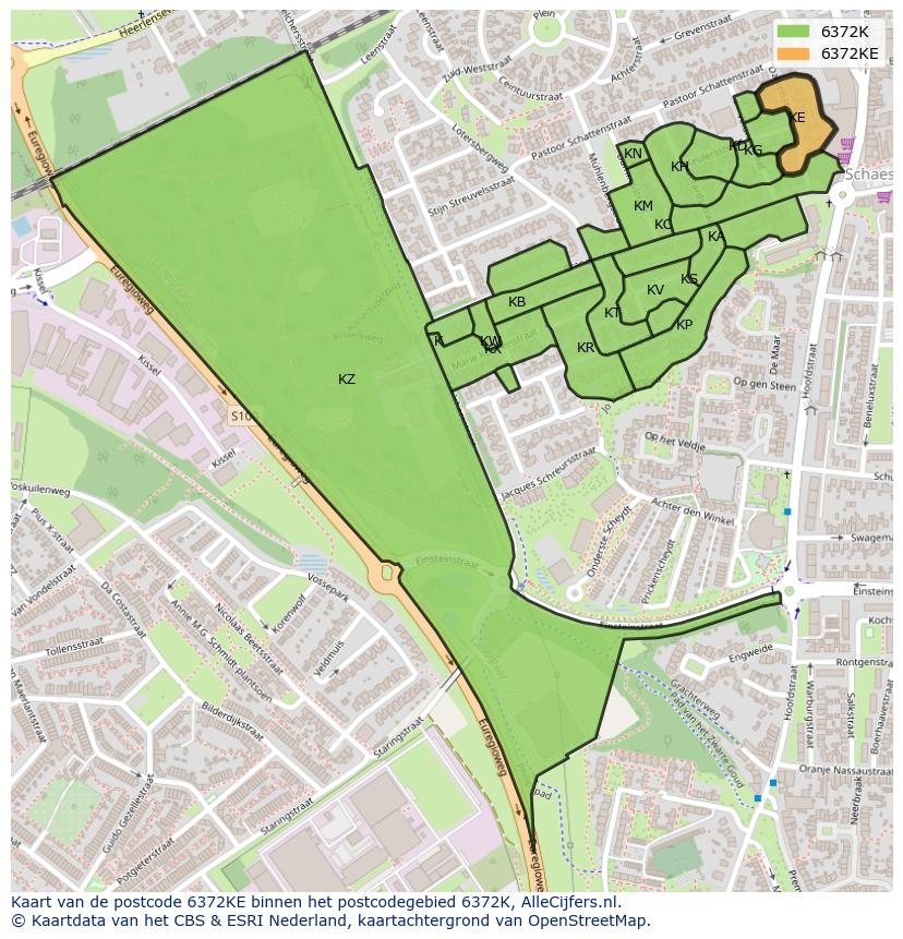 Afbeelding van het postcodegebied 6372 KE op de kaart.
