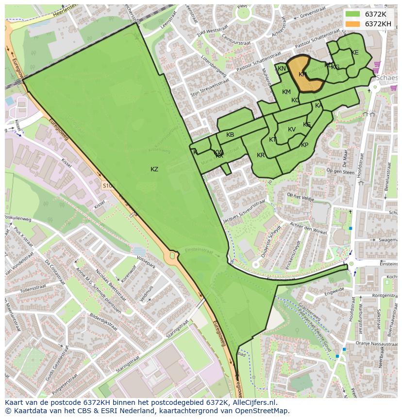 Afbeelding van het postcodegebied 6372 KH op de kaart.