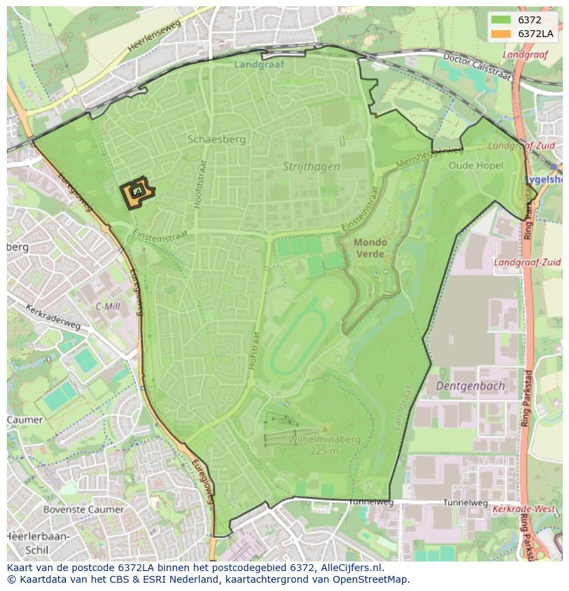 Afbeelding van het postcodegebied 6372 LA op de kaart.