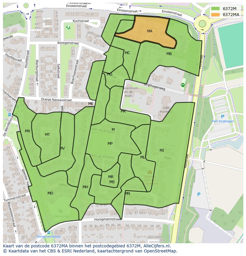 Afbeelding van het postcodegebied 6372 MA op de kaart.