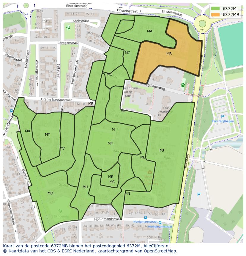 Afbeelding van het postcodegebied 6372 MB op de kaart.