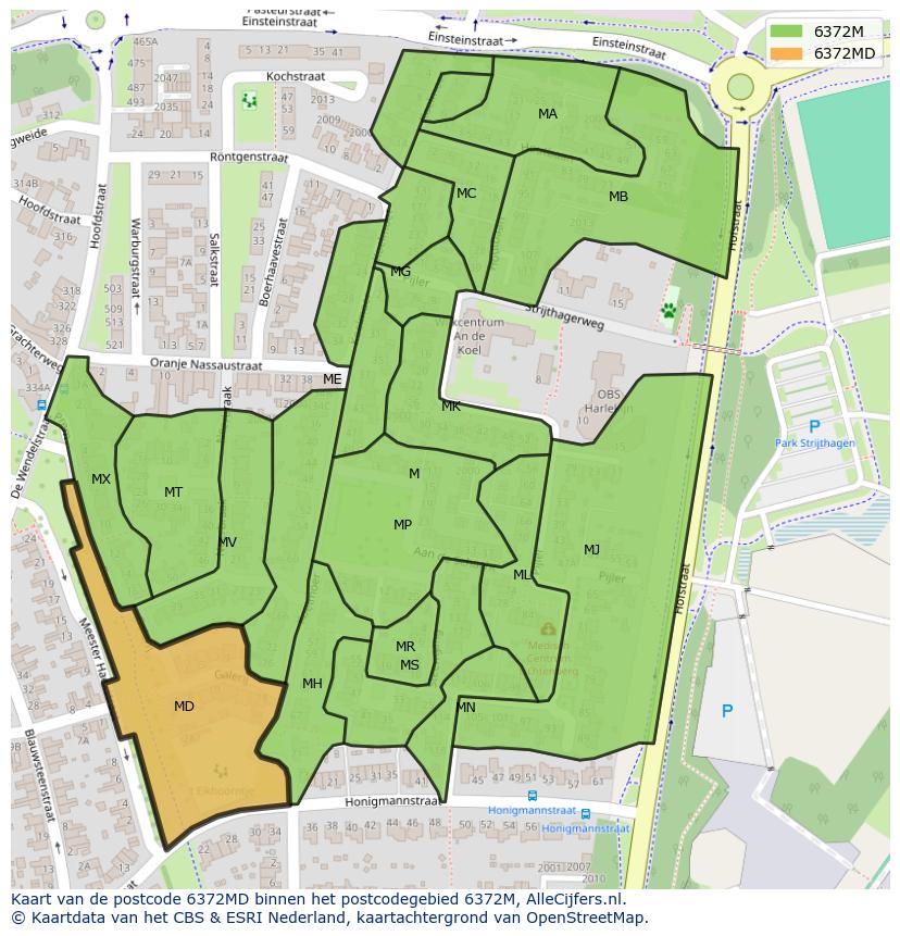 Afbeelding van het postcodegebied 6372 MD op de kaart.