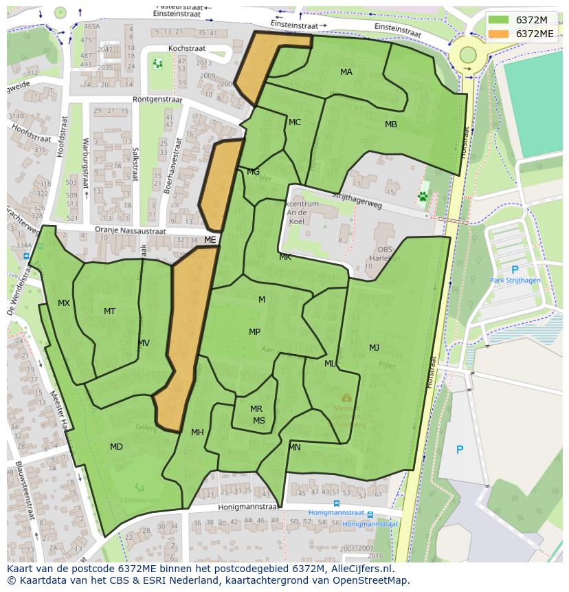 Afbeelding van het postcodegebied 6372 ME op de kaart.
