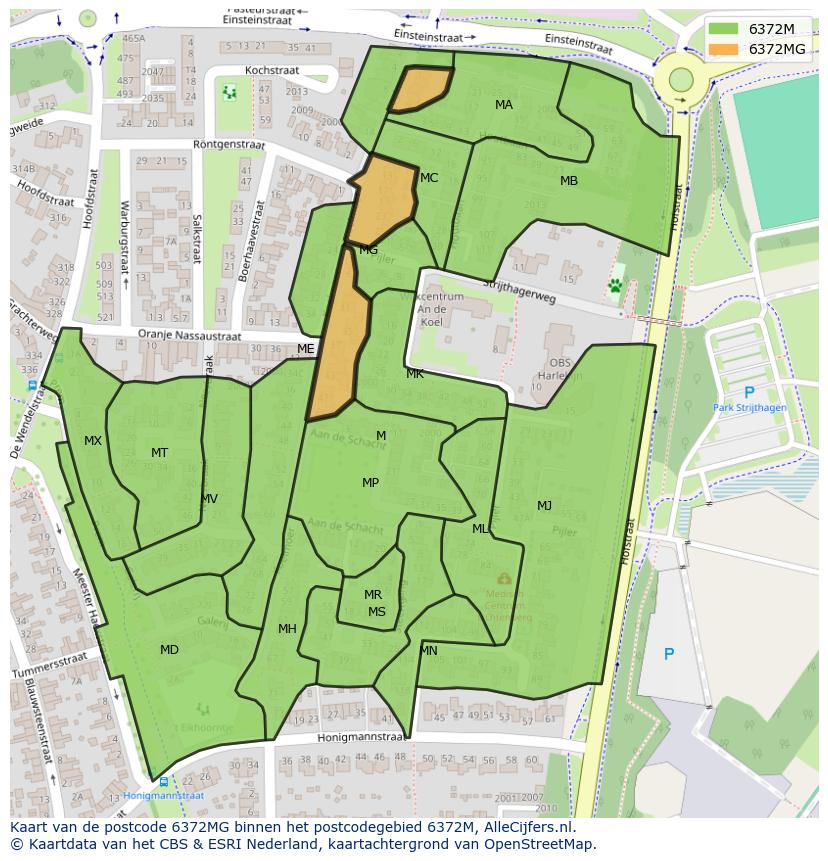 Afbeelding van het postcodegebied 6372 MG op de kaart.